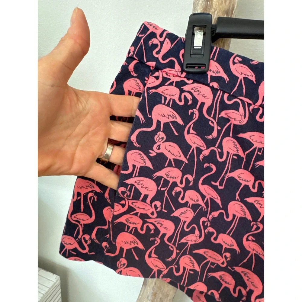 J.‎ Crew Factory Pink Flamingo Print Navy Chino Shorts Women's Size 4